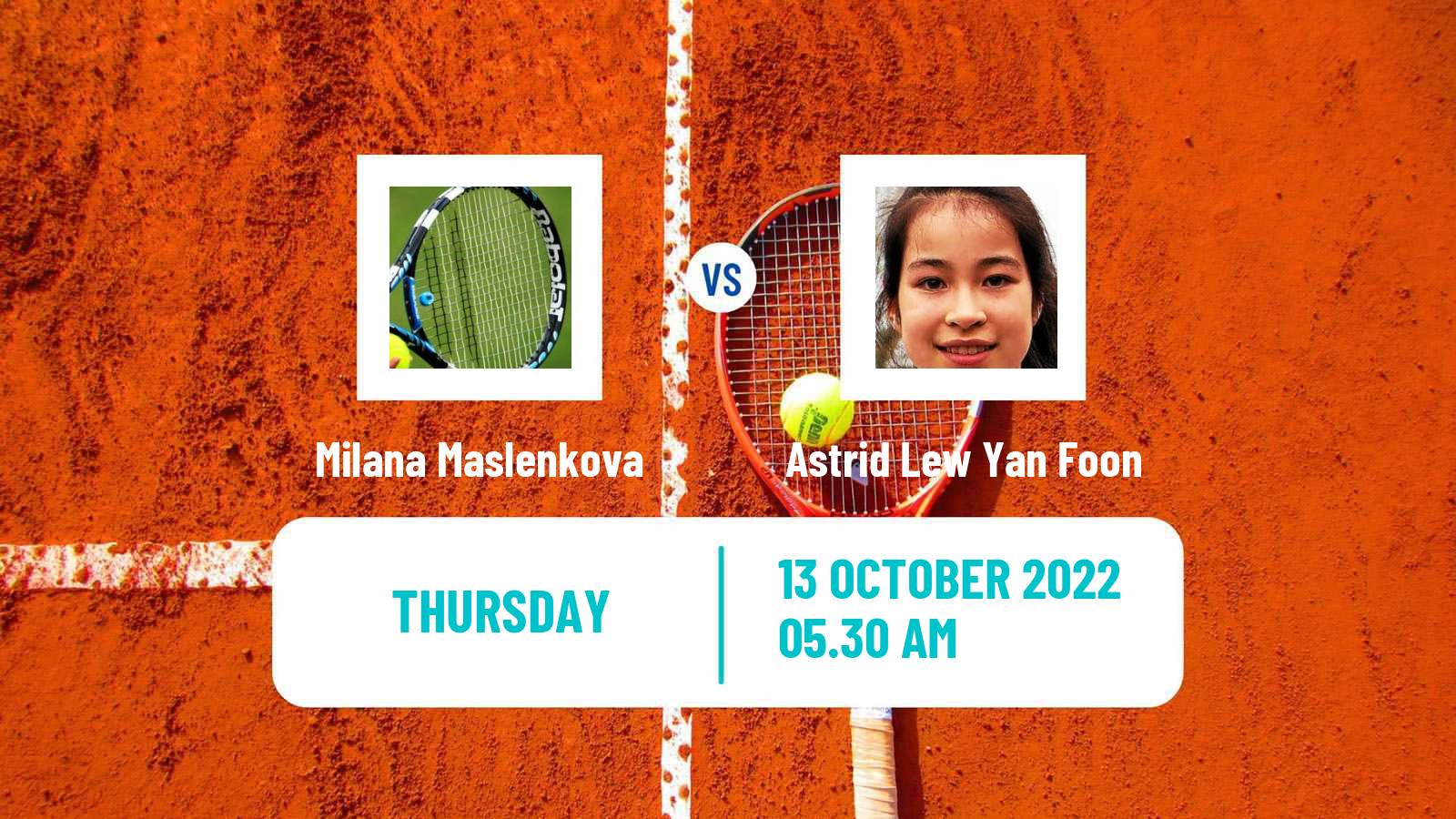 Tennis ITF Tournaments Milana Maslenkova - Astrid Lew Yan Foon