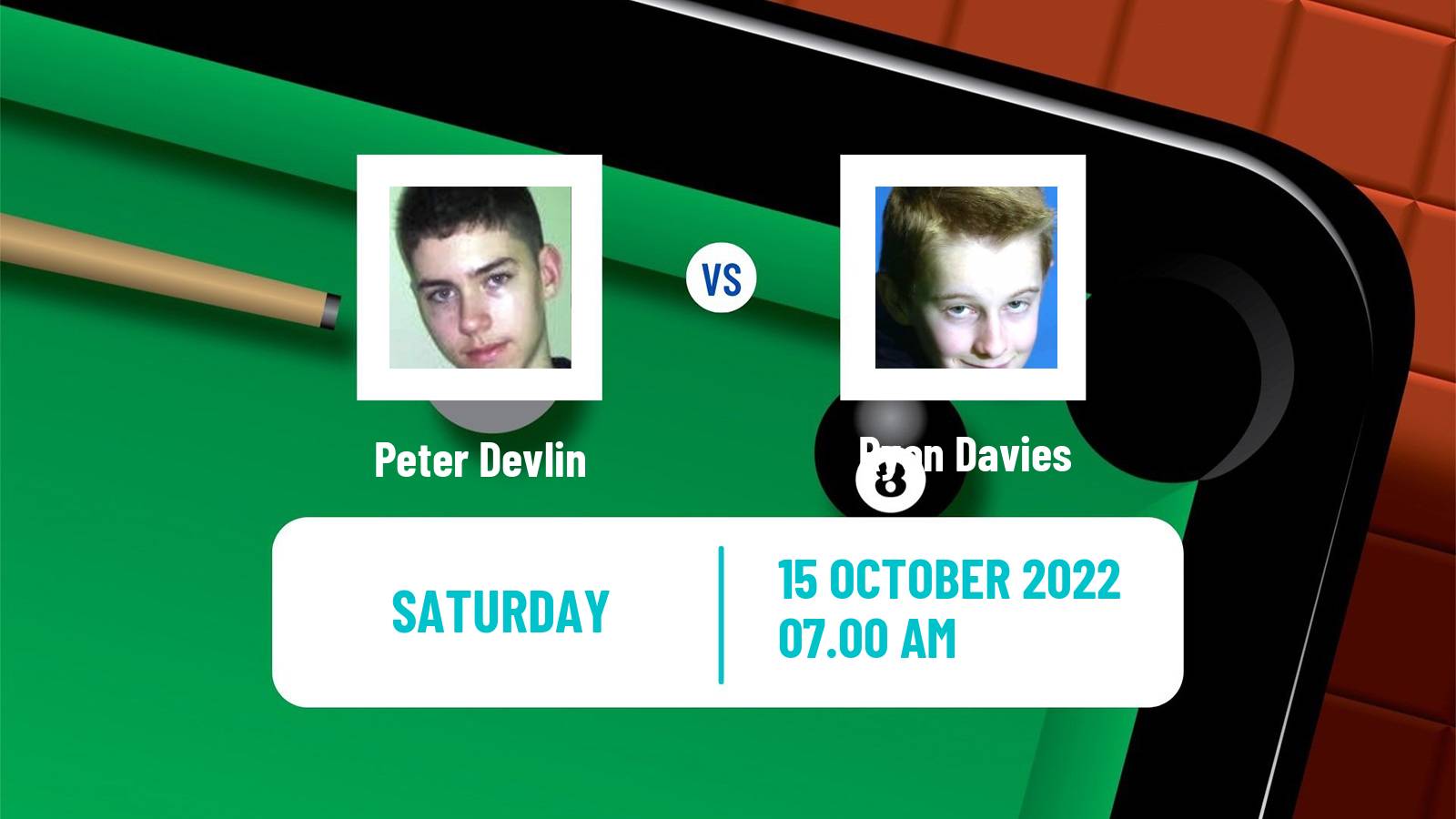 Snooker Snooker Peter Devlin - Ryan Davies