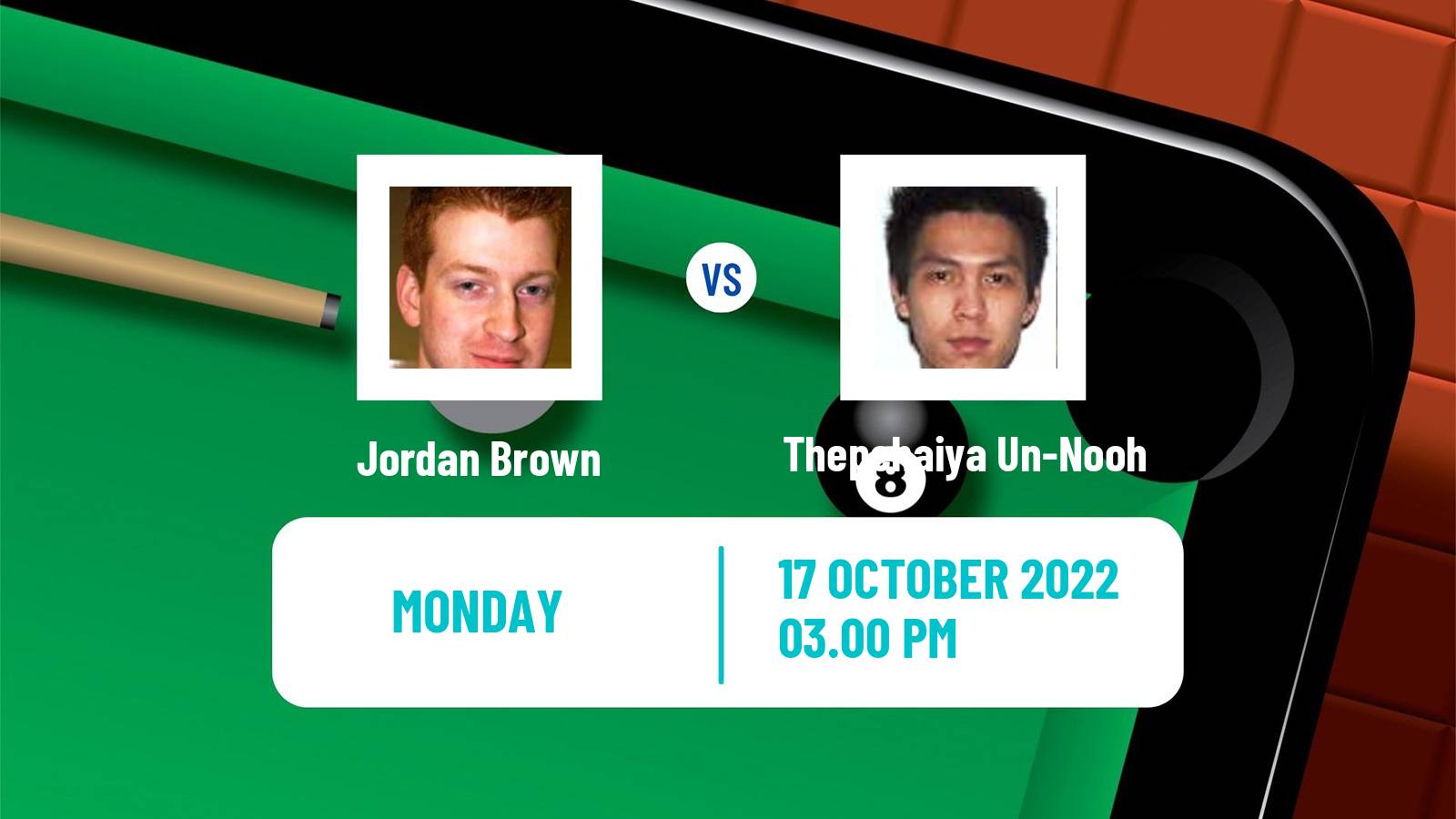 Snooker Snooker Jordan Brown - Thepchaiya Un-Nooh