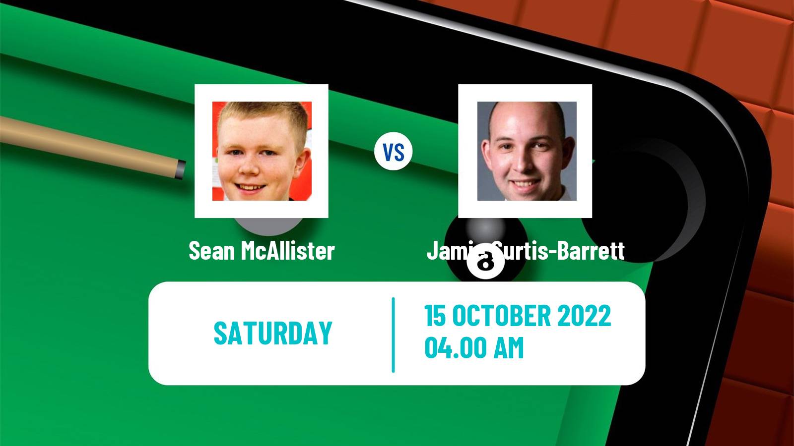 Snooker Snooker Sean McAllister - Jamie Curtis-Barrett