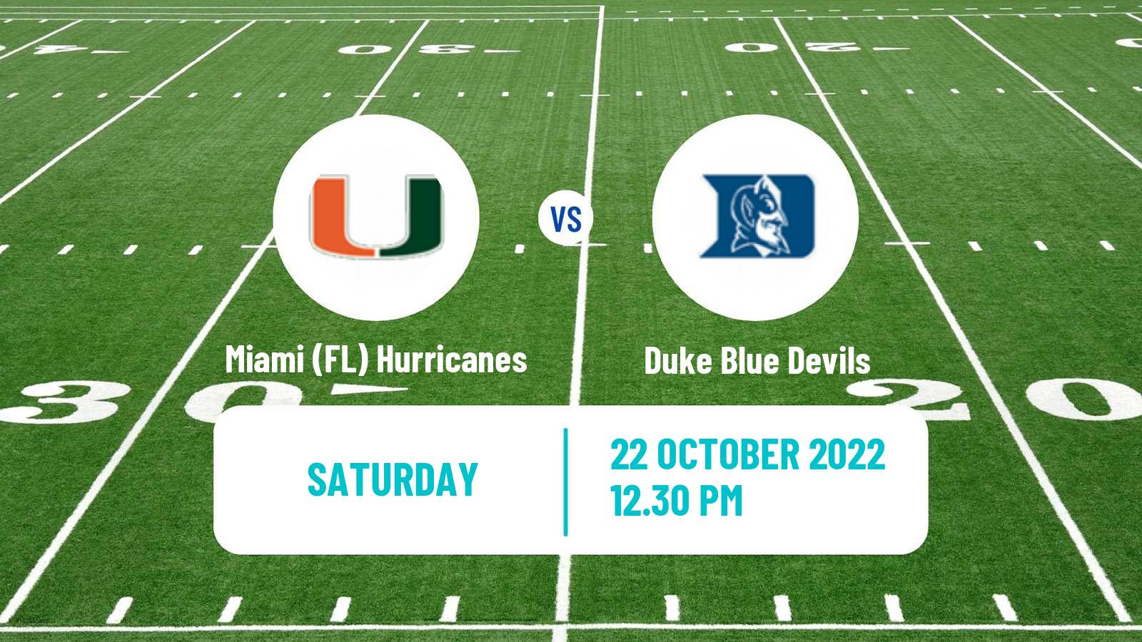 American football NCAA College Football Miami FL Hurricanes - Duke Blue Devils