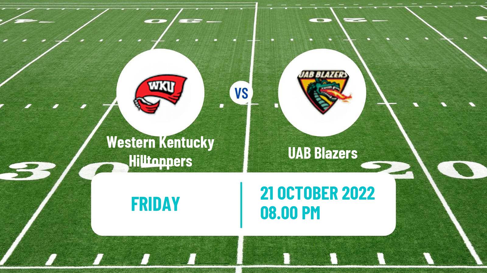 American football NCAA College Football Western Kentucky Hilltoppers - UAB Blazers