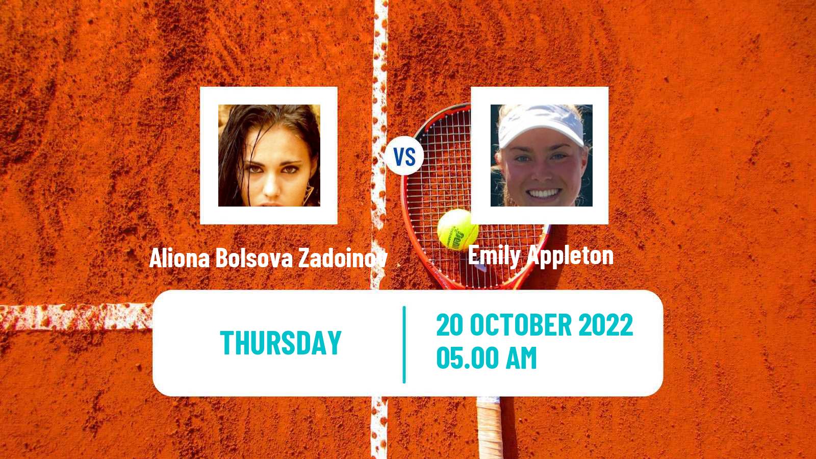 Tennis ITF Tournaments Aliona Bolsova Zadoinov - Emily Appleton