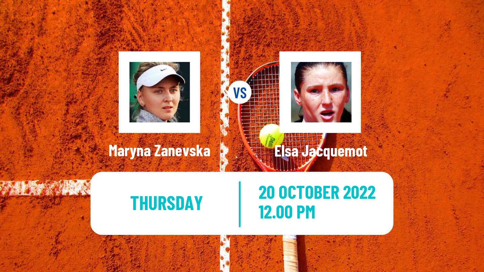 Tennis ATP Challenger Maryna Zanevska - Elsa Jacquemot