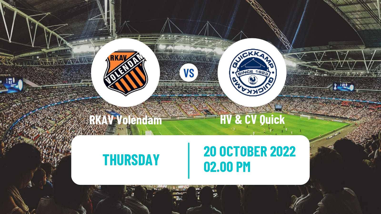 Soccer Dutch KNVB Beker RKAV Volendam - HV & CV Quick