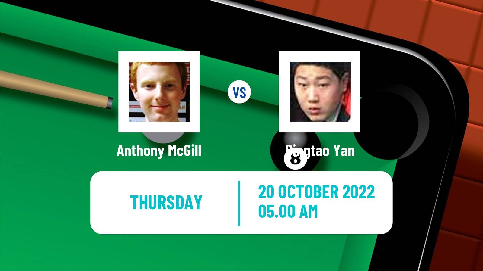 Snooker Snooker Anthony McGill - Bingtao Yan