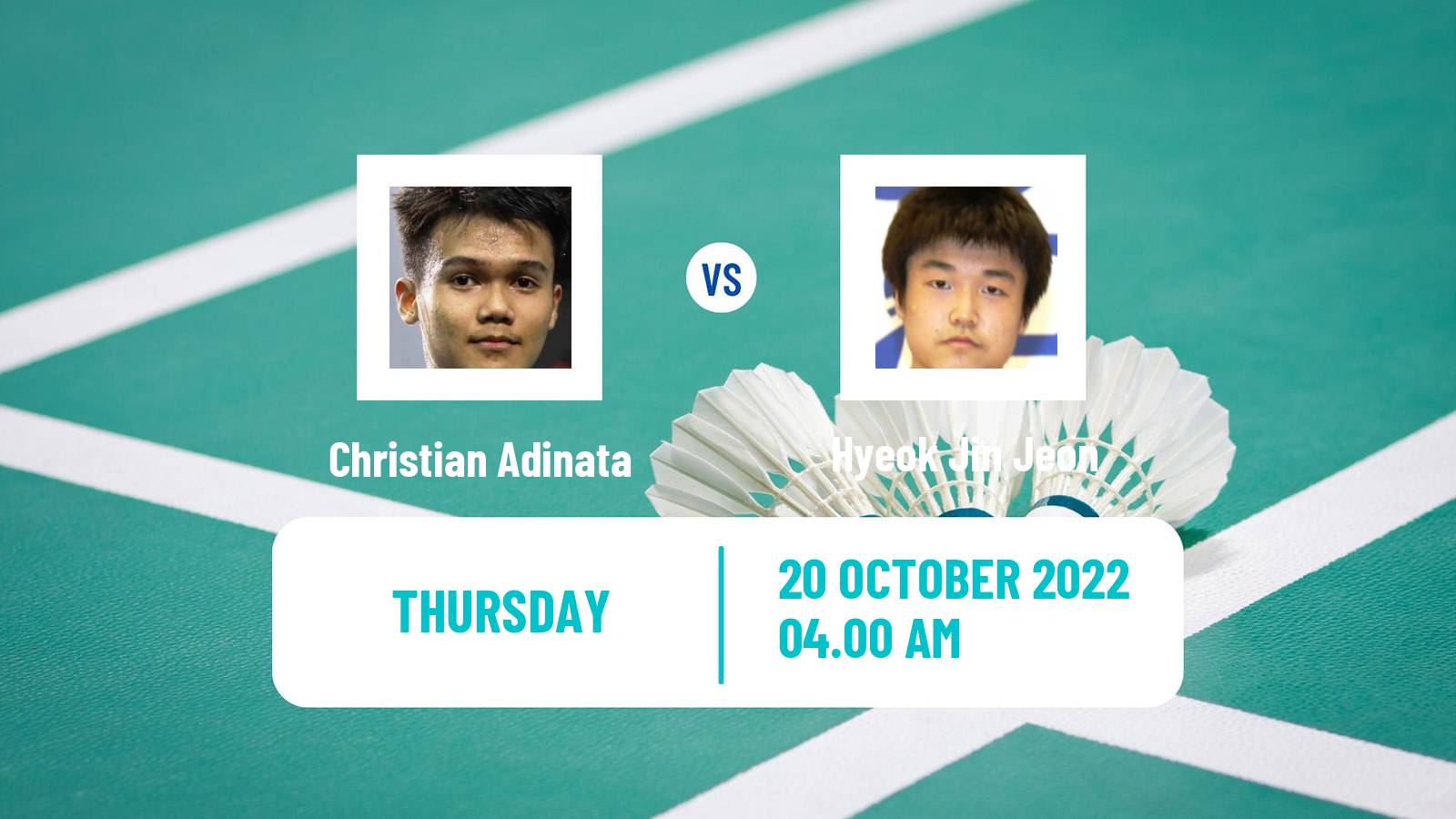 Badminton Badminton Christian Adinata - Hyeok Jin Jeon