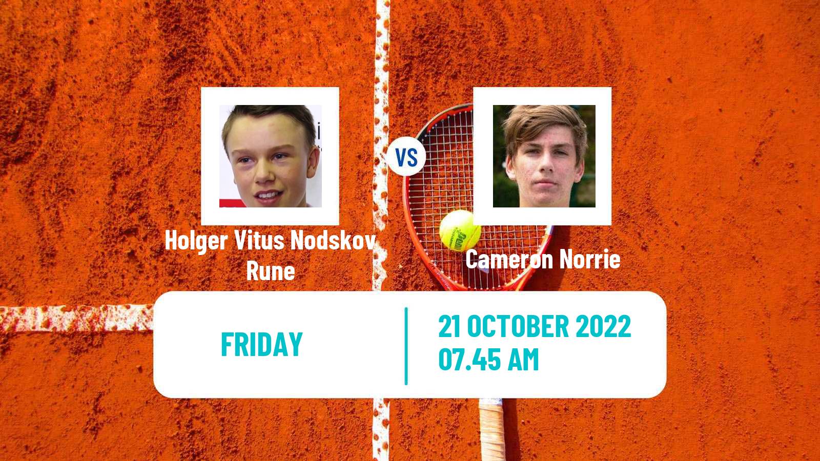 Tennis ATP Stockholm Holger Vitus Nodskov Rune - Cameron Norrie
