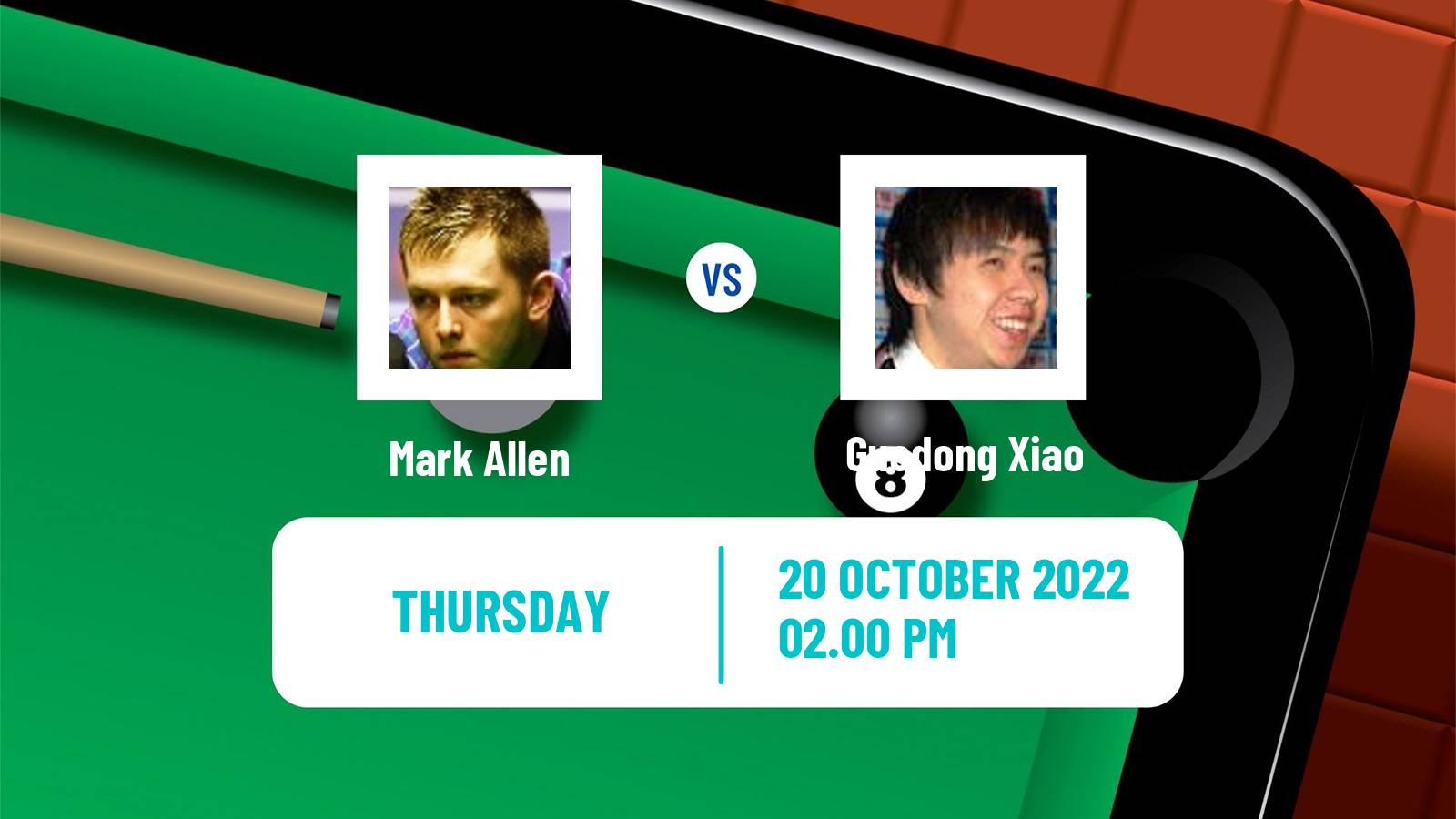 Snooker Snooker Mark Allen - Guodong Xiao