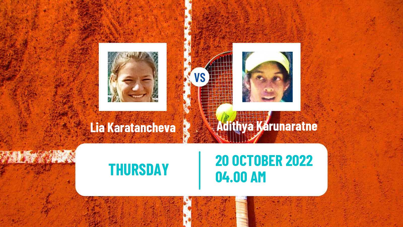 Tennis ITF Tournaments Lia Karatancheva - Adithya Karunaratne