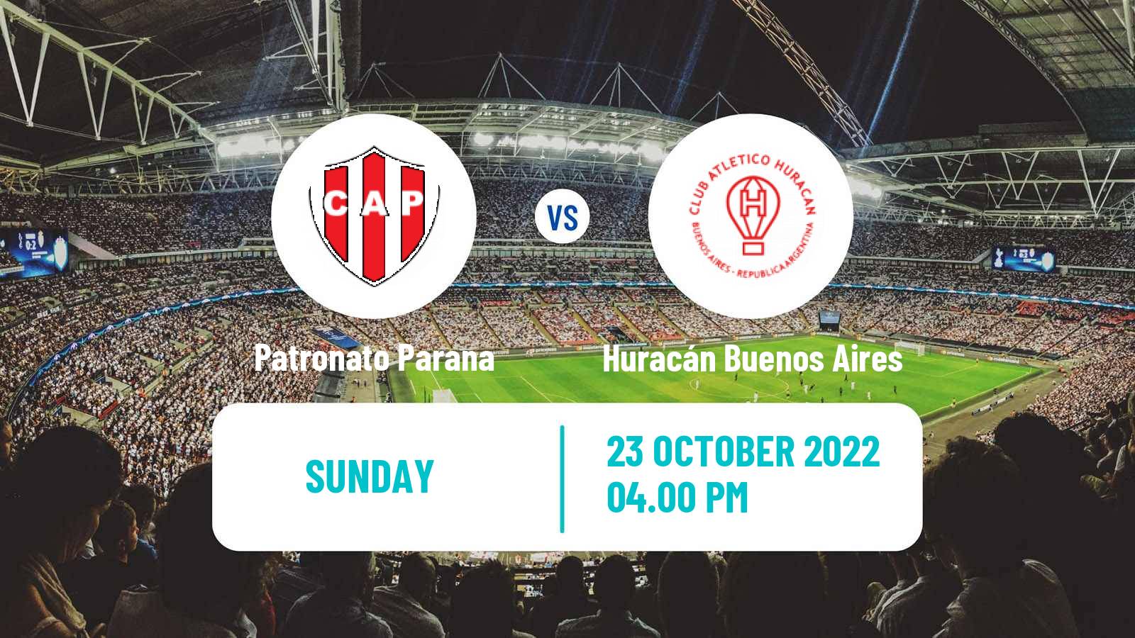 Soccer Argentinian Liga Profesional Patronato Parana - Huracán Buenos Aires
