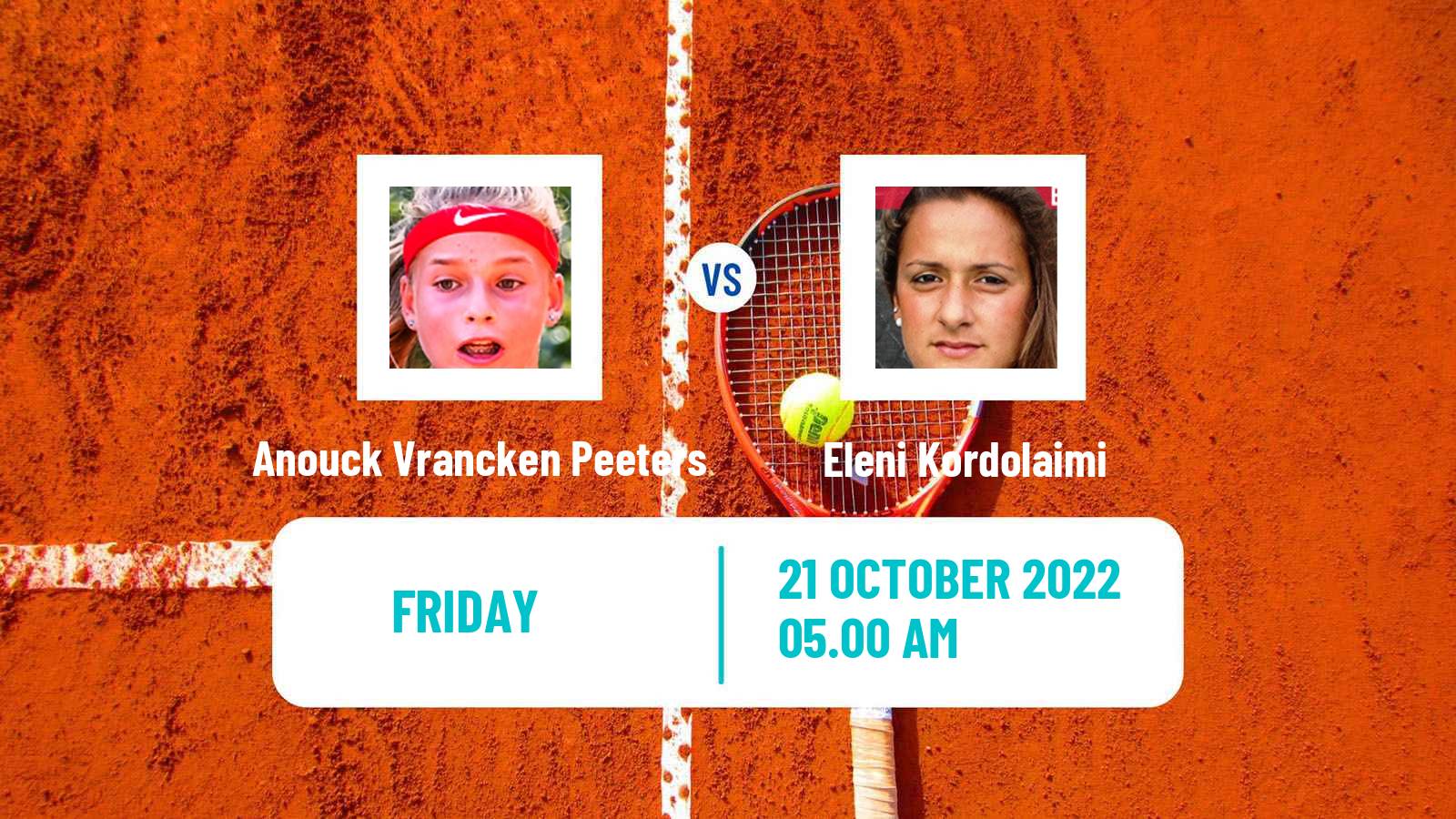 Tennis ITF Tournaments Anouck Vrancken Peeters - Eleni Kordolaimi