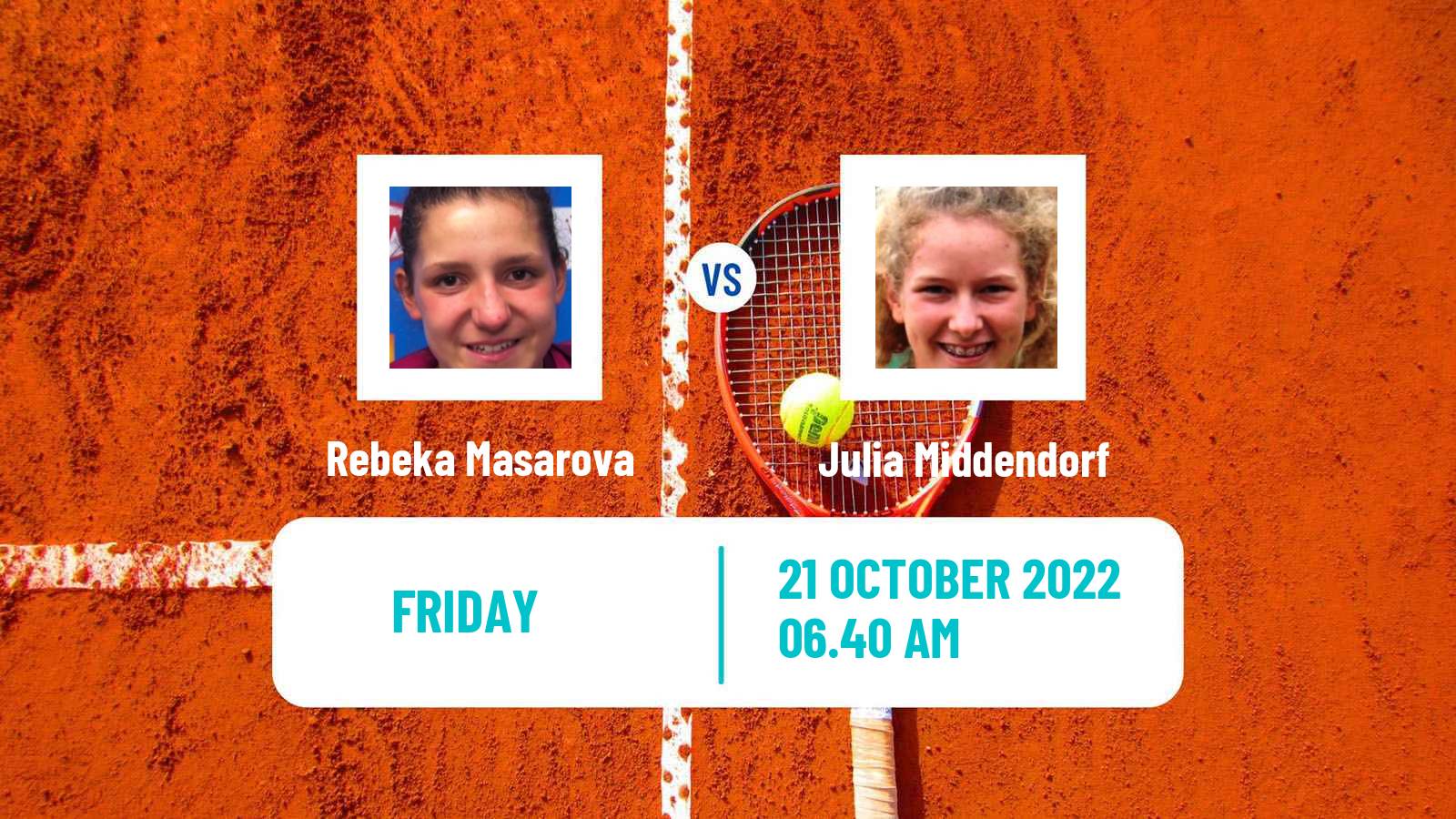 Tennis ITF Tournaments Rebeka Masarova - Julia Middendorf
