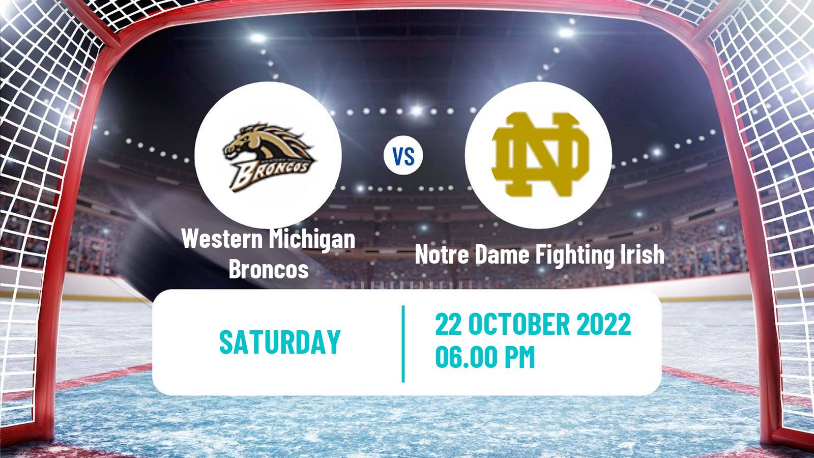 Hockey NCAA Hockey Western Michigan Broncos - Notre Dame Fighting Irish