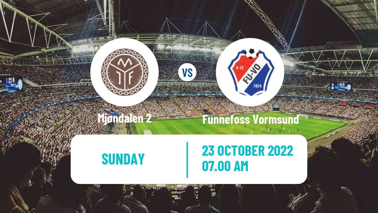 Soccer Norwegian Division 3 - Group 6 Mjøndalen 2 - Funnefoss Vormsund
