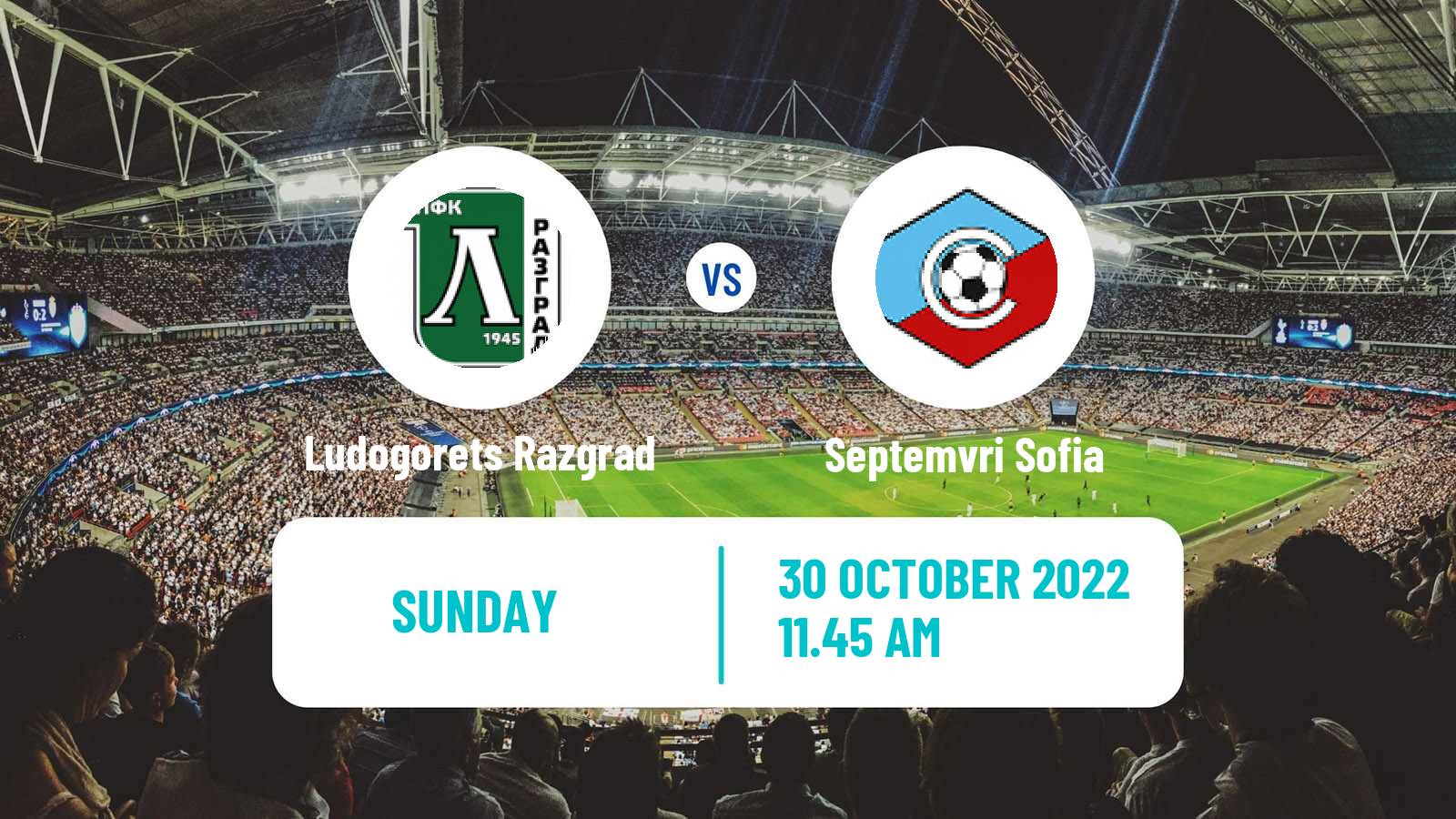 Soccer Bulgarian Parva Liga Ludogorets Razgrad - Septemvri Sofia