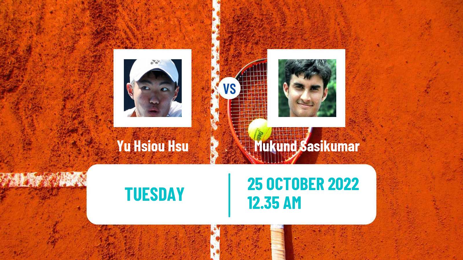Tennis ATP Challenger Yu Hsiou Hsu - Mukund Sasikumar