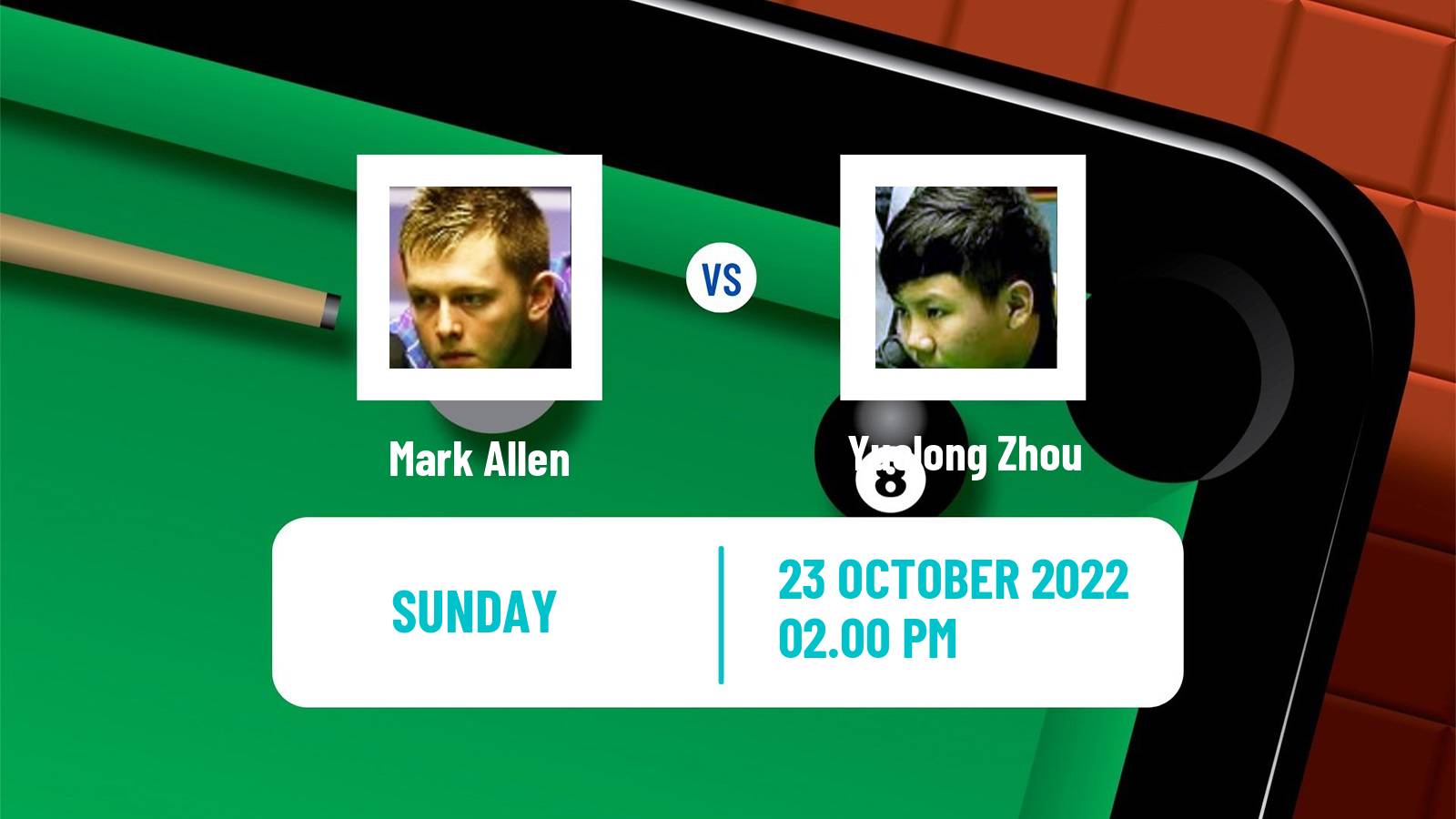Snooker Snooker Mark Allen - Yuelong Zhou