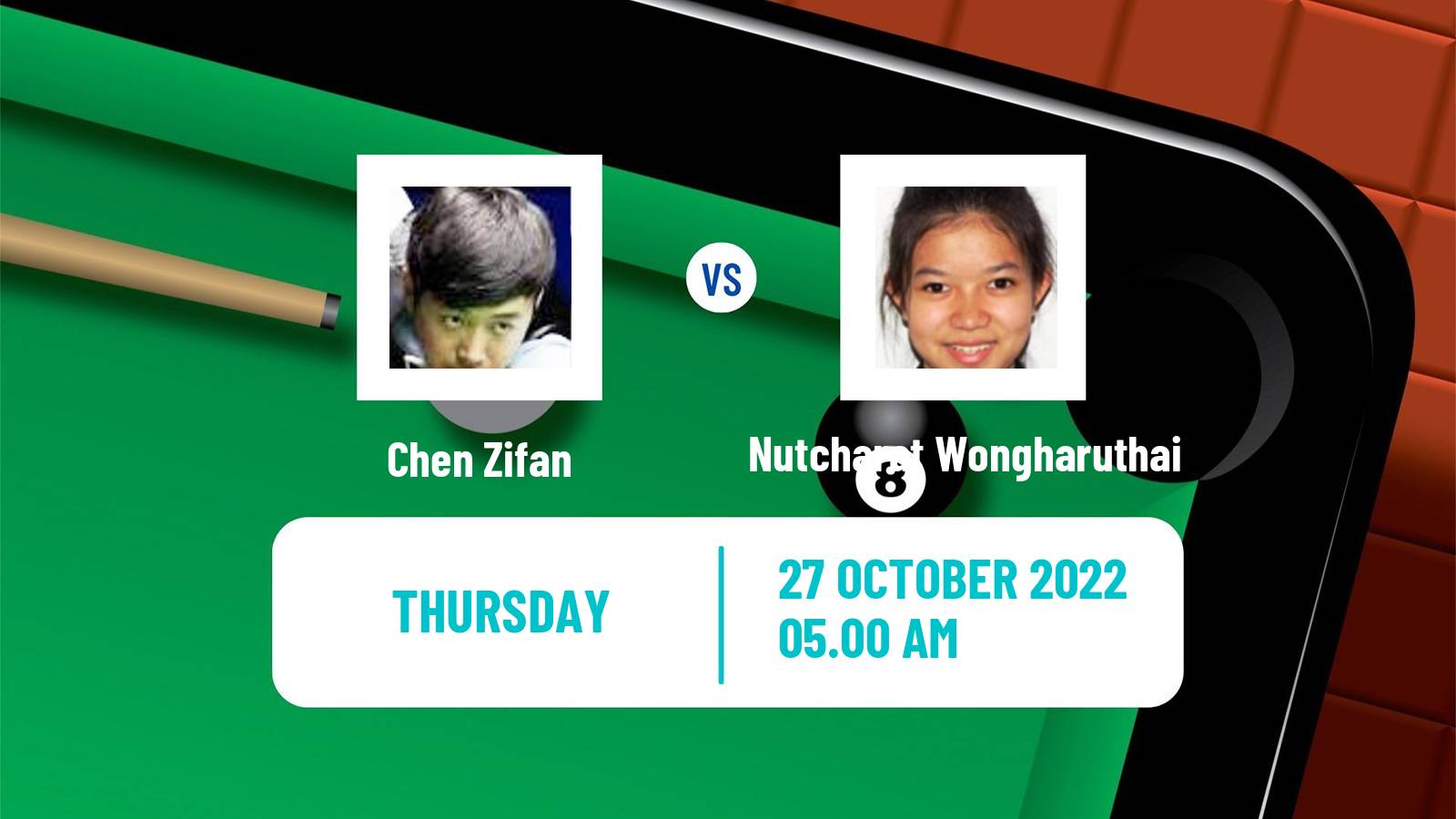 Snooker Snooker Chen Zifan - Nutcharat Wongharuthai