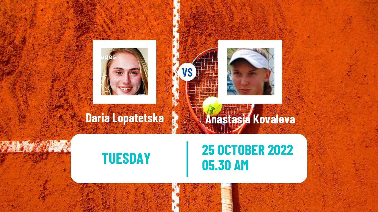 Tennis ITF Tournaments Daria Lopatetska - Anastasia Kovaleva