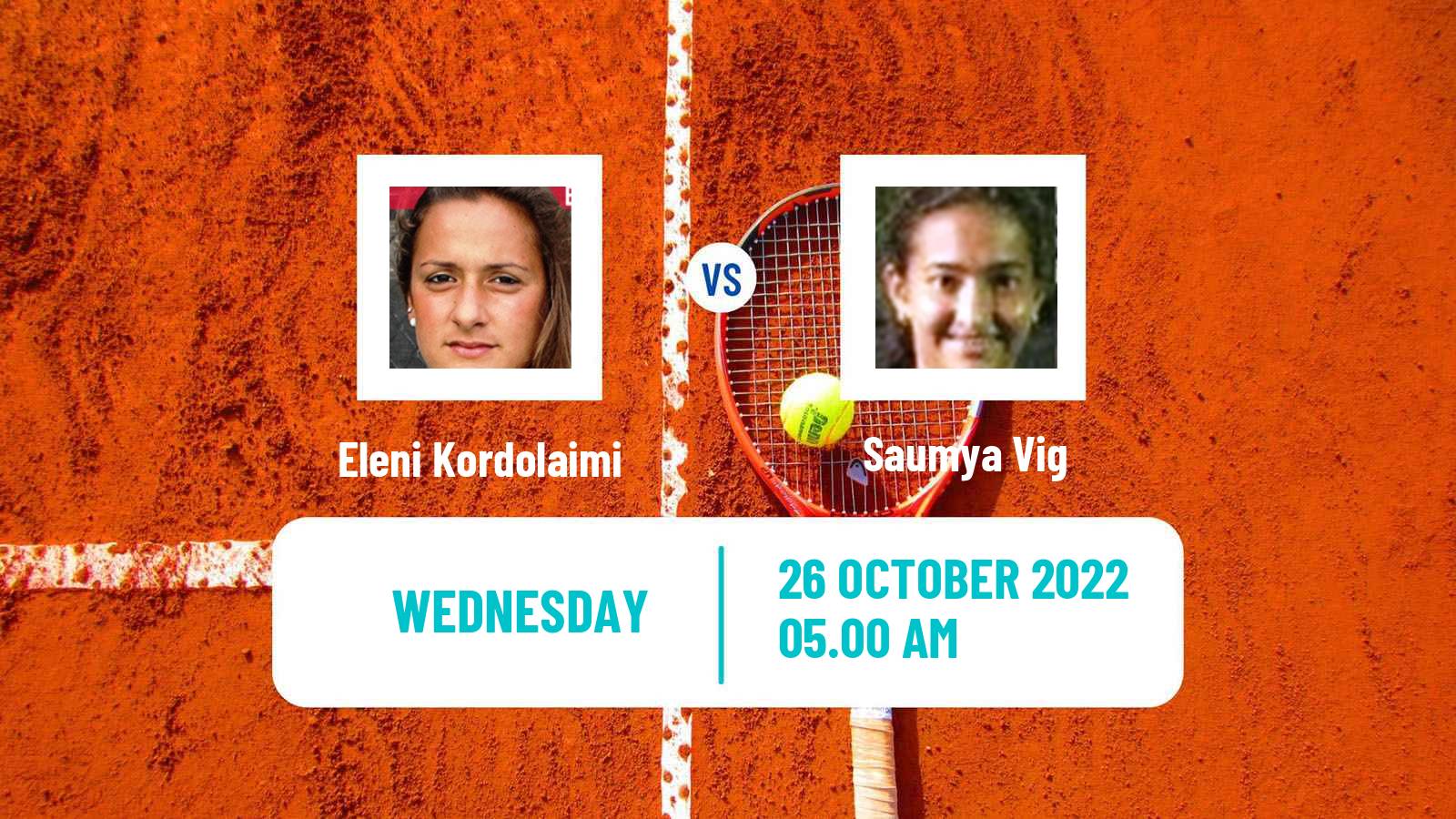 Tennis ITF Tournaments Eleni Kordolaimi - Saumya Vig