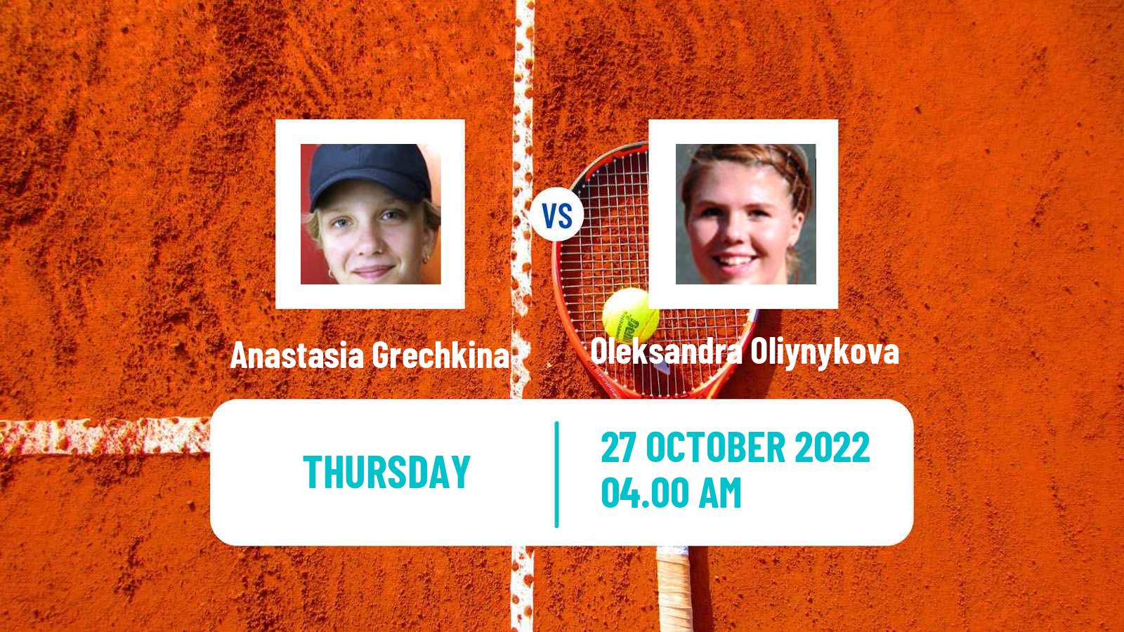 Tennis ITF Tournaments Anastasia Grechkina - Oleksandra Oliynykova