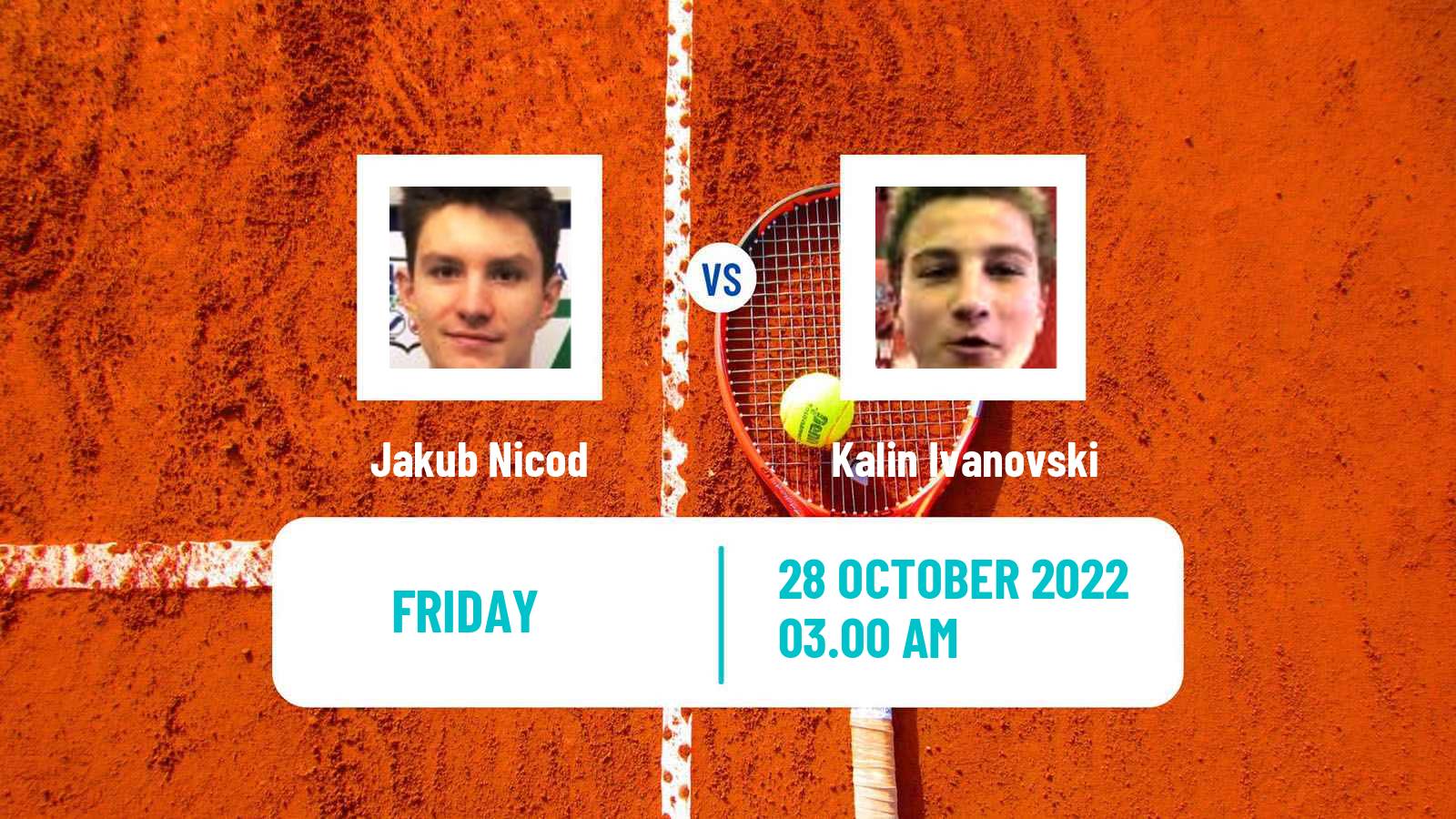 Tennis ITF Tournaments Jakub Nicod - Kalin Ivanovski