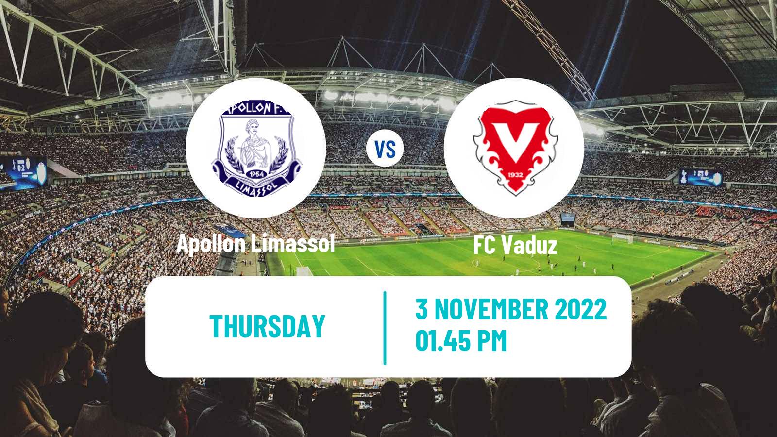 Soccer UEFA Europa Conference League Apollon Limassol - Vaduz