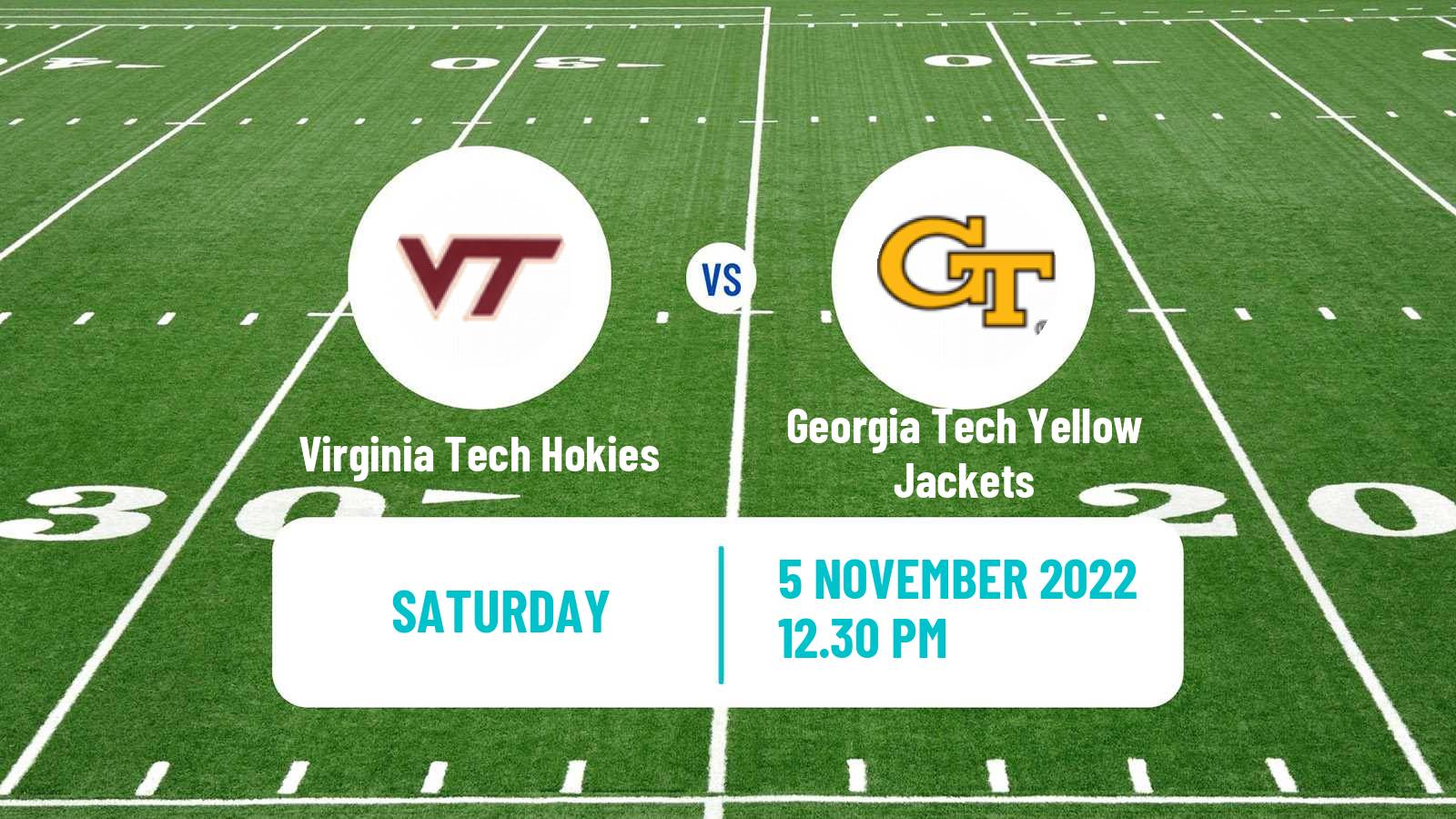 American football NCAA College Football Virginia Tech Hokies - Georgia Tech Yellow Jackets