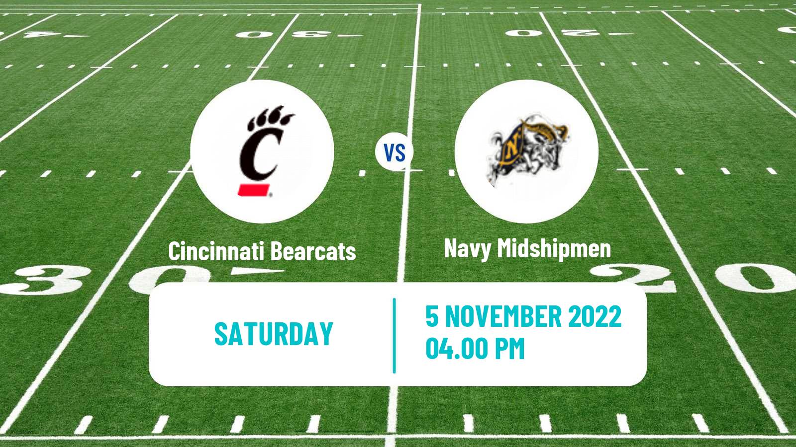 American football NCAA College Football Cincinnati Bearcats - Navy Midshipmen