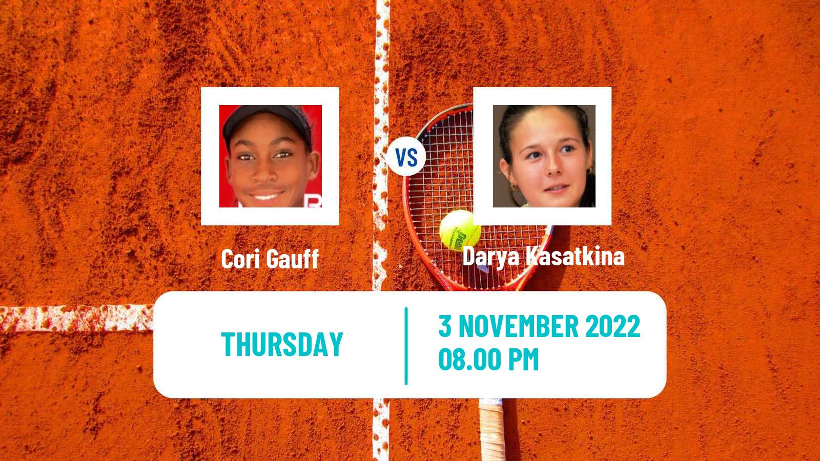Tennis WTA Finals Cori Gauff - Darya Kasatkina