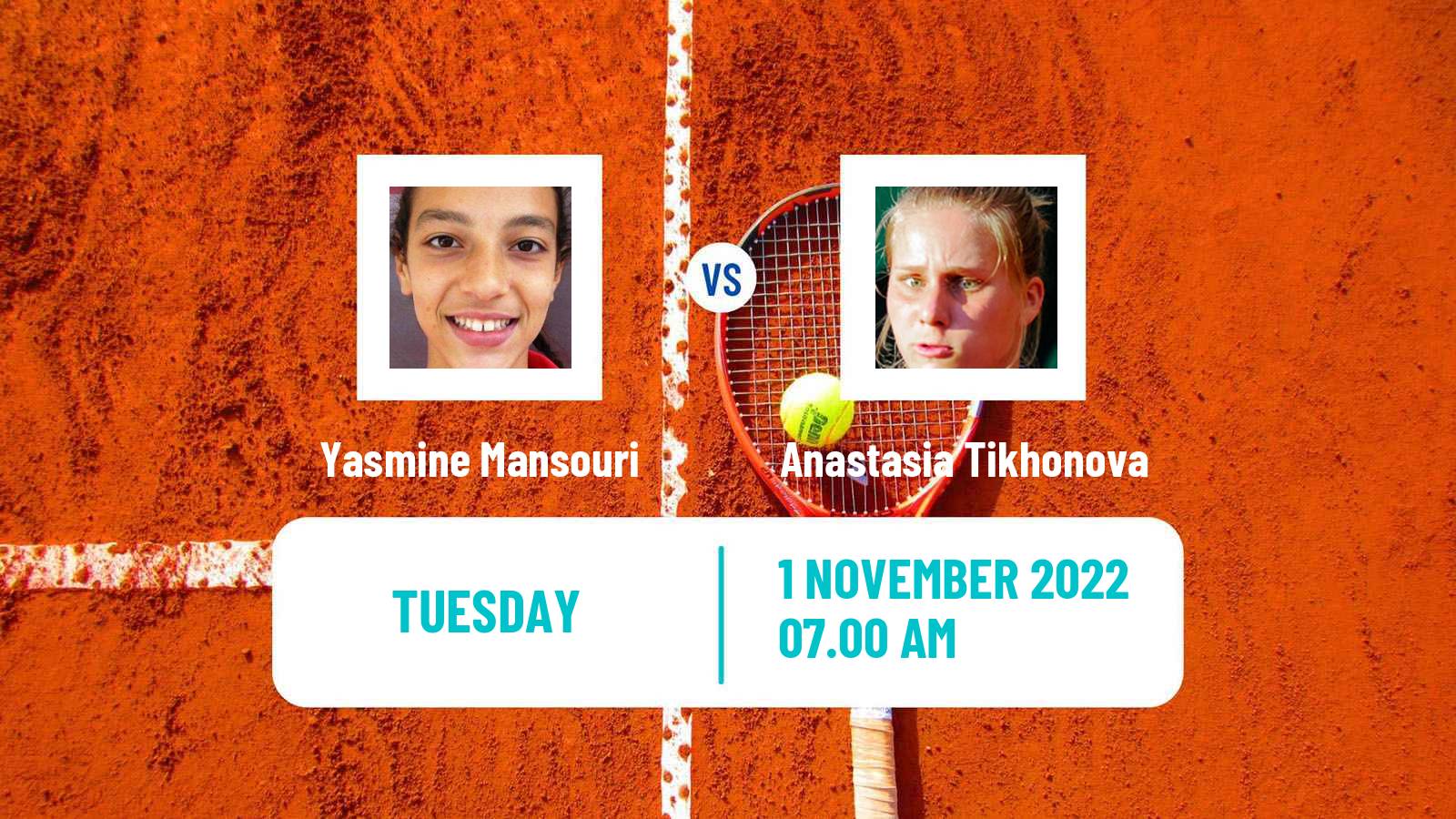 Tennis ITF Tournaments Yasmine Mansouri - Anastasia Tikhonova