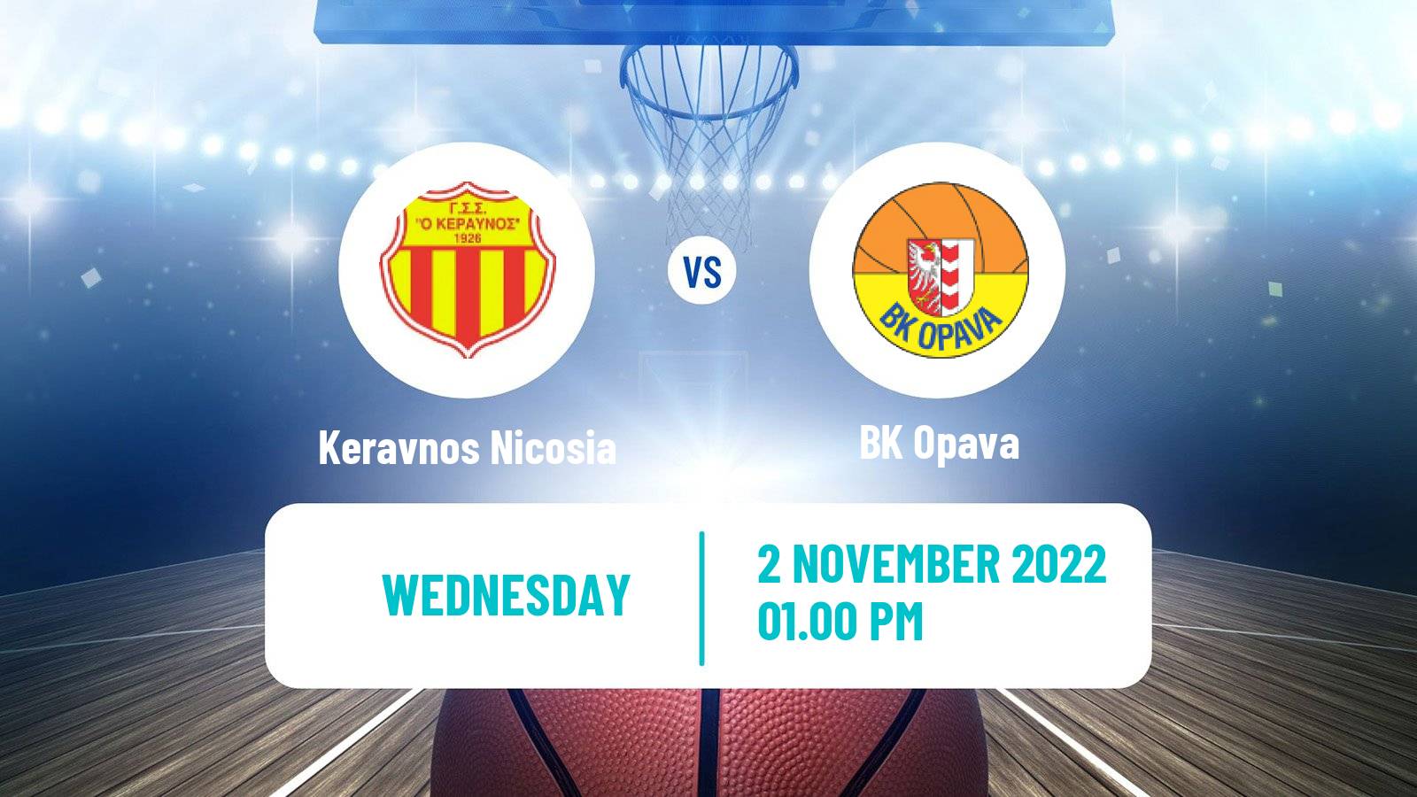 Basketball FIBA Europe Cup Keravnos Nicosia - Opava