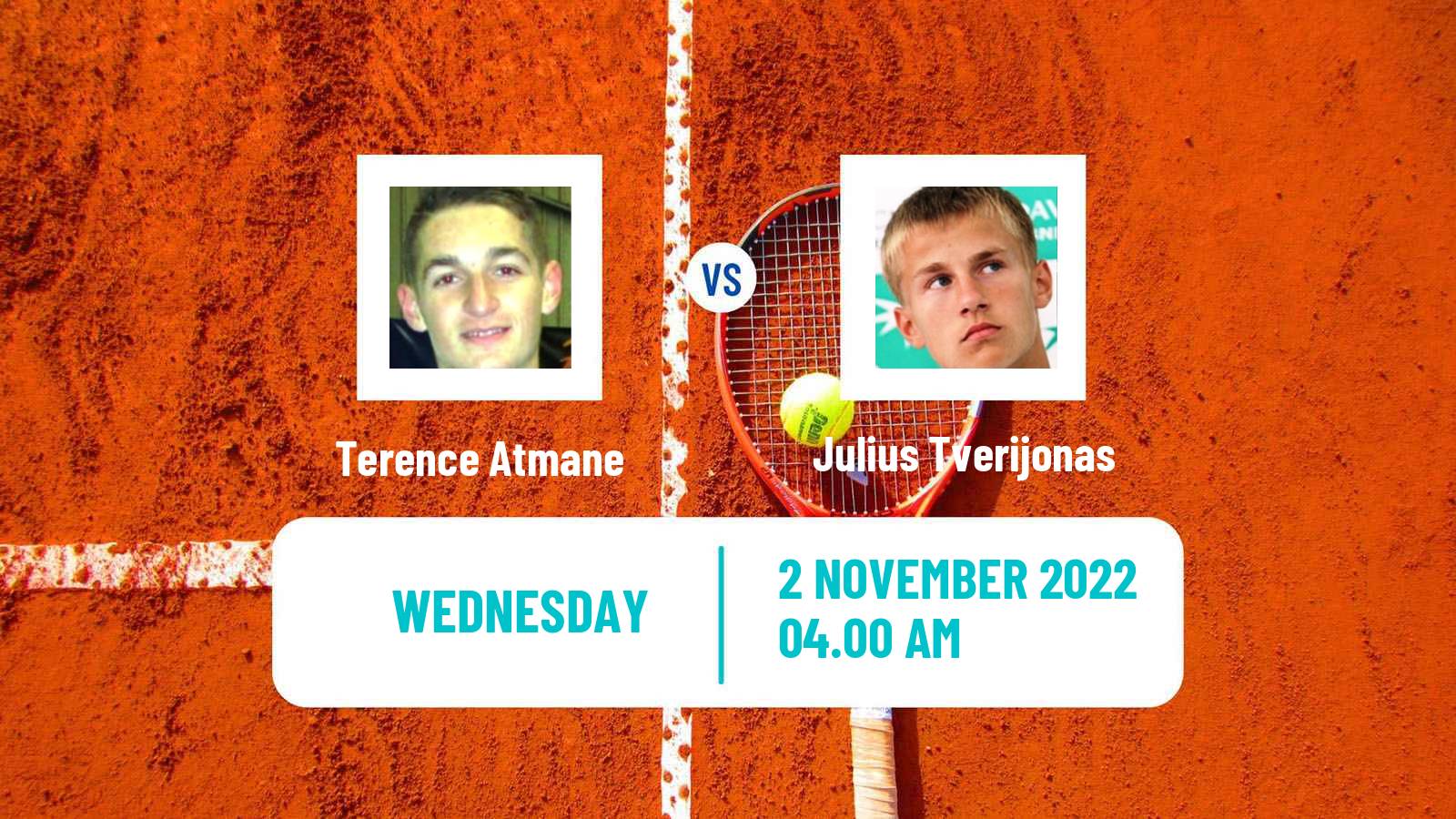 Tennis ITF Tournaments Terence Atmane - Julius Tverijonas