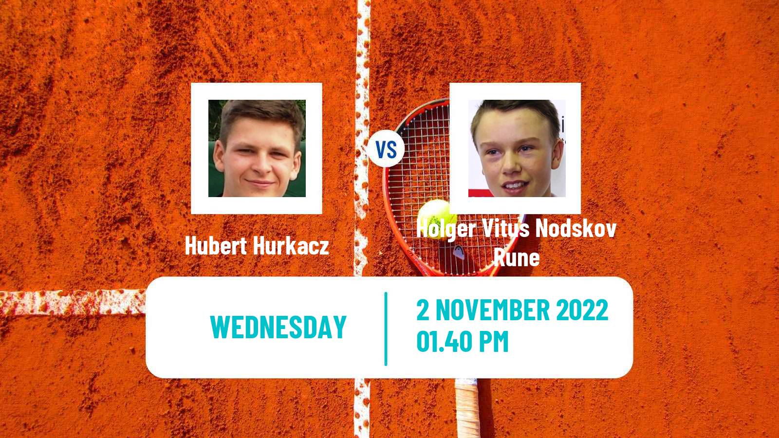 Tennis ATP Paris Hubert Hurkacz - Holger Vitus Nodskov Rune