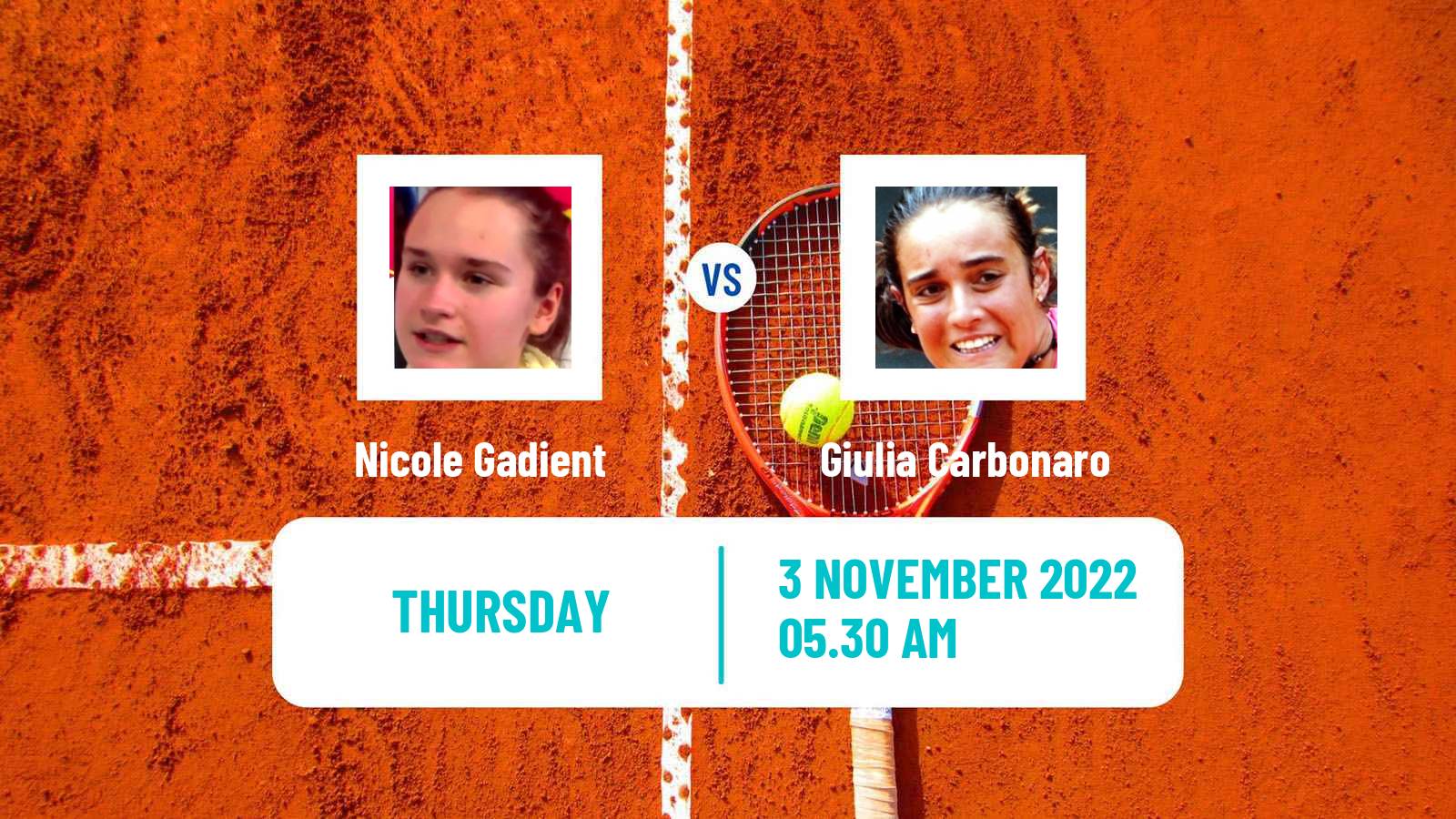 Tennis ITF Tournaments Nicole Gadient - Giulia Carbonaro