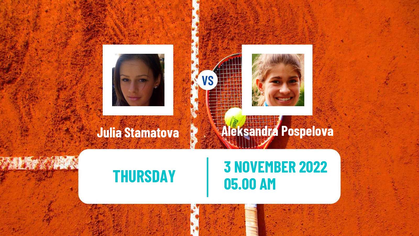 Tennis ITF Tournaments Julia Stamatova - Aleksandra Pospelova