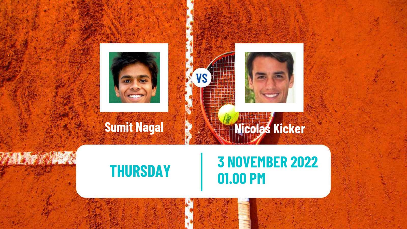 Tennis ATP Challenger Sumit Nagal - Nicolas Kicker