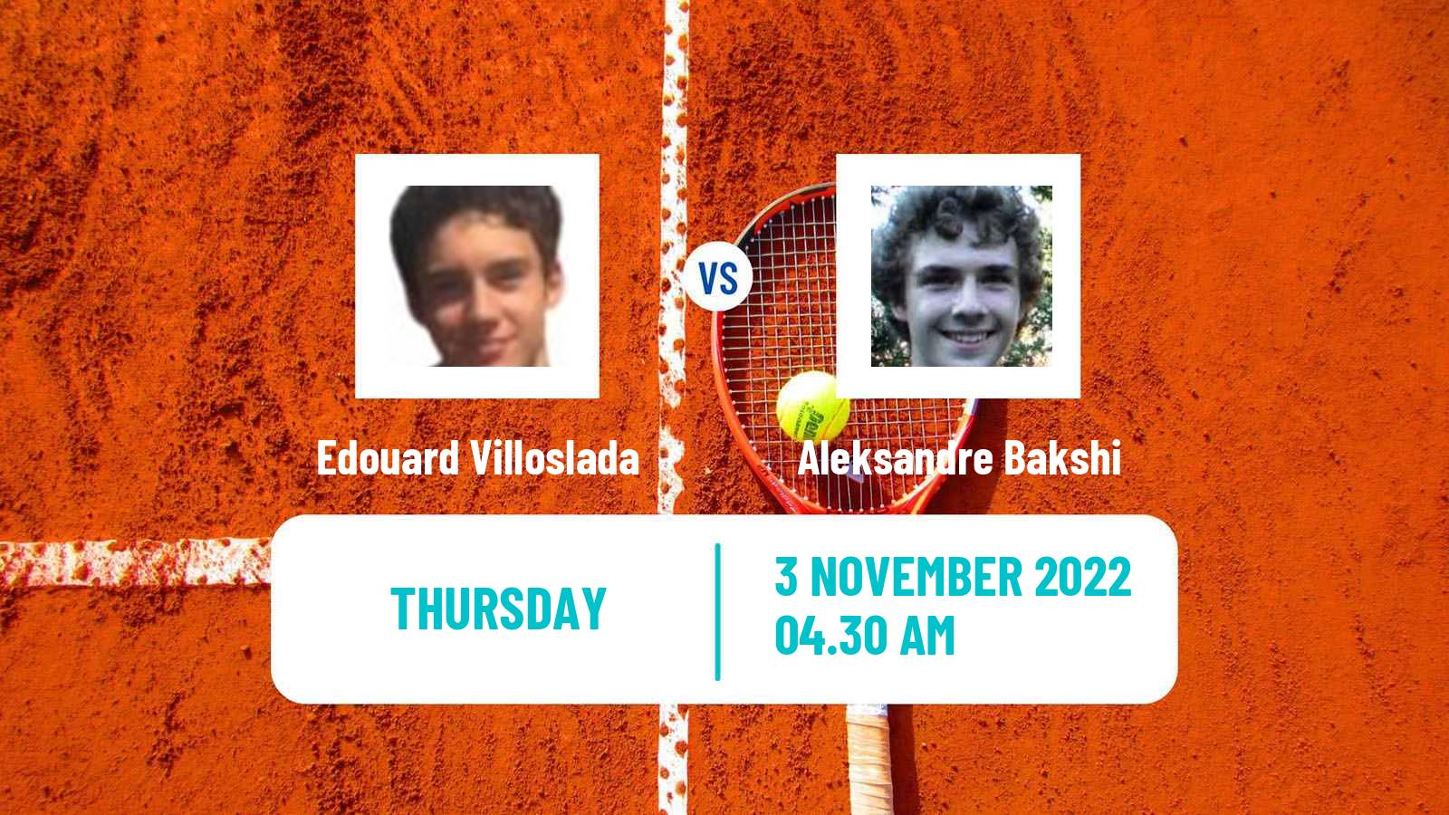 Tennis ITF Tournaments Edouard Villoslada - Aleksandre Bakshi