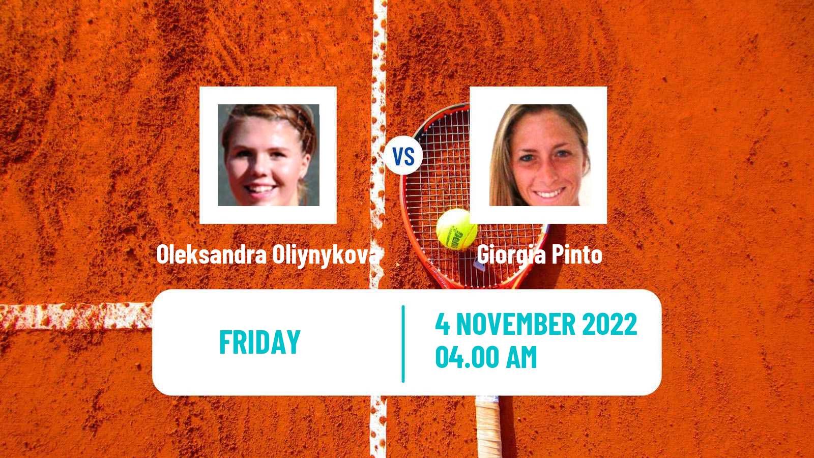 Tennis ITF Tournaments Oleksandra Oliynykova - Giorgia Pinto