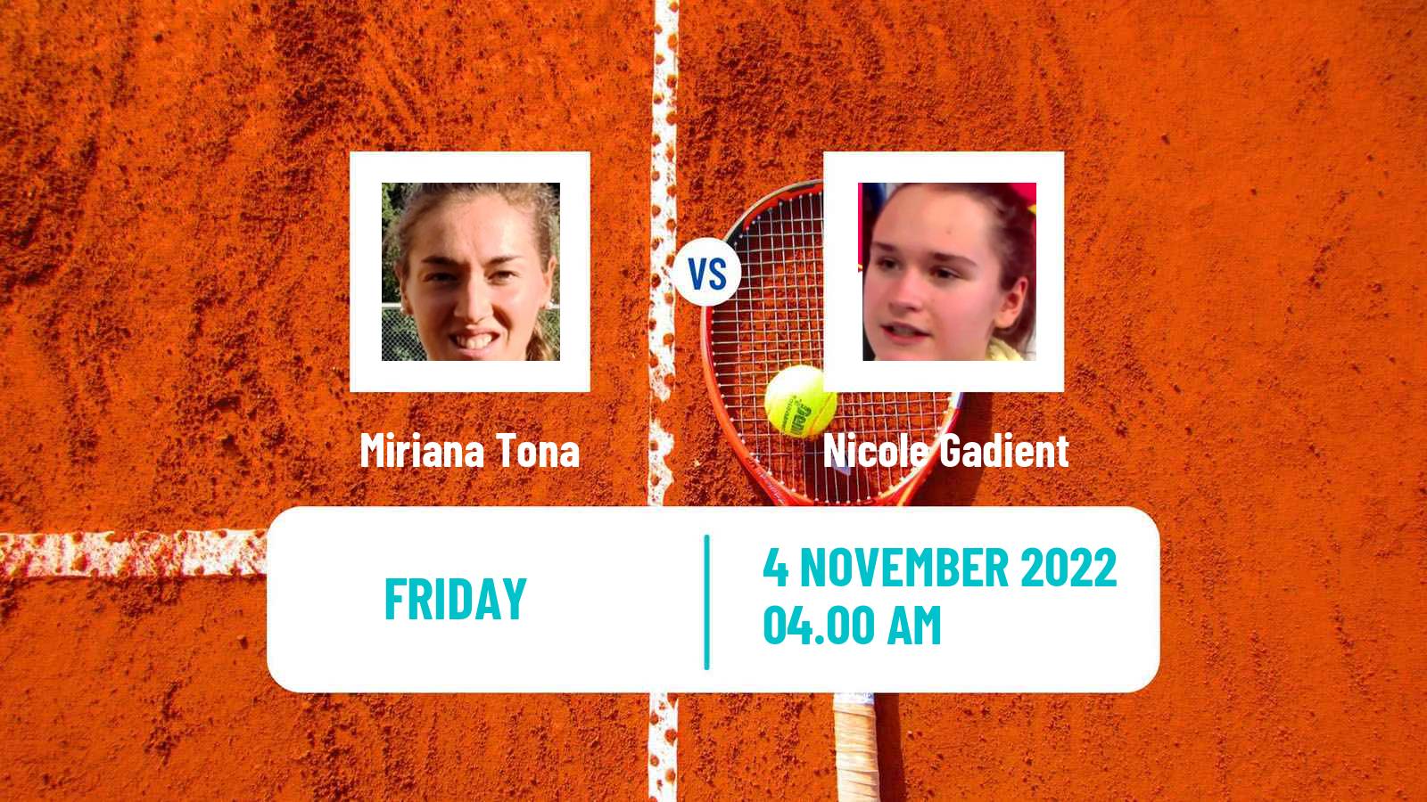 Tennis ITF Tournaments Miriana Tona - Nicole Gadient