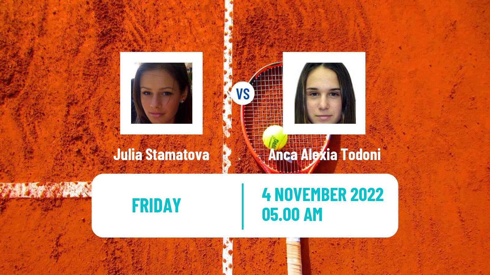 Tennis ITF Tournaments Julia Stamatova - Anca Alexia Todoni