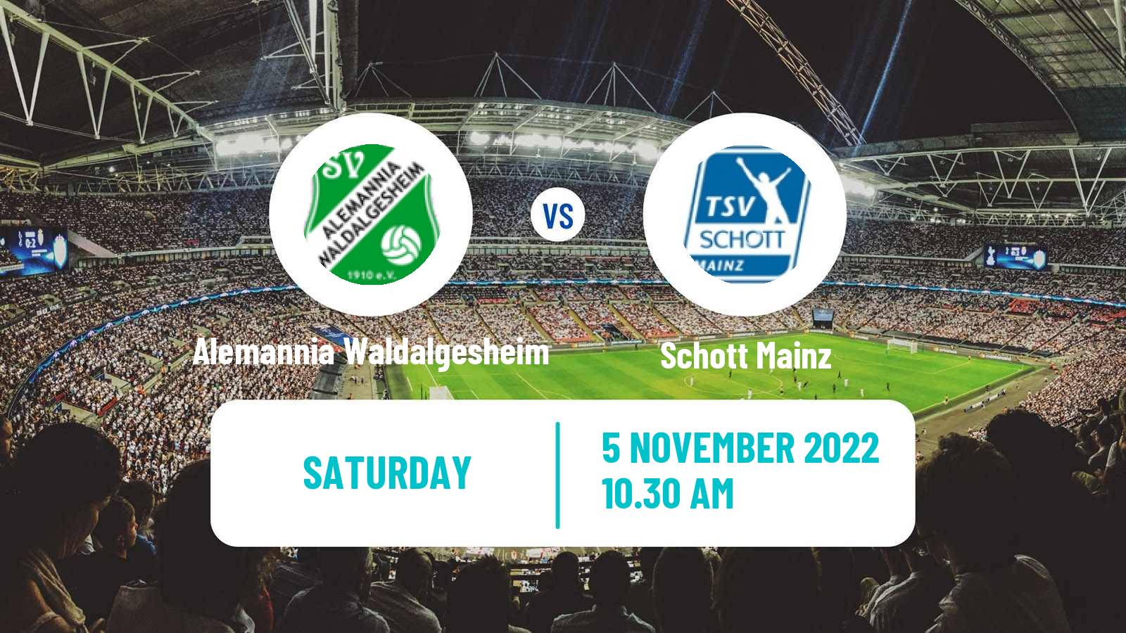 Soccer German Oberliga Rheinland-Pfalz/Saar Alemannia Waldalgesheim - Schott Mainz