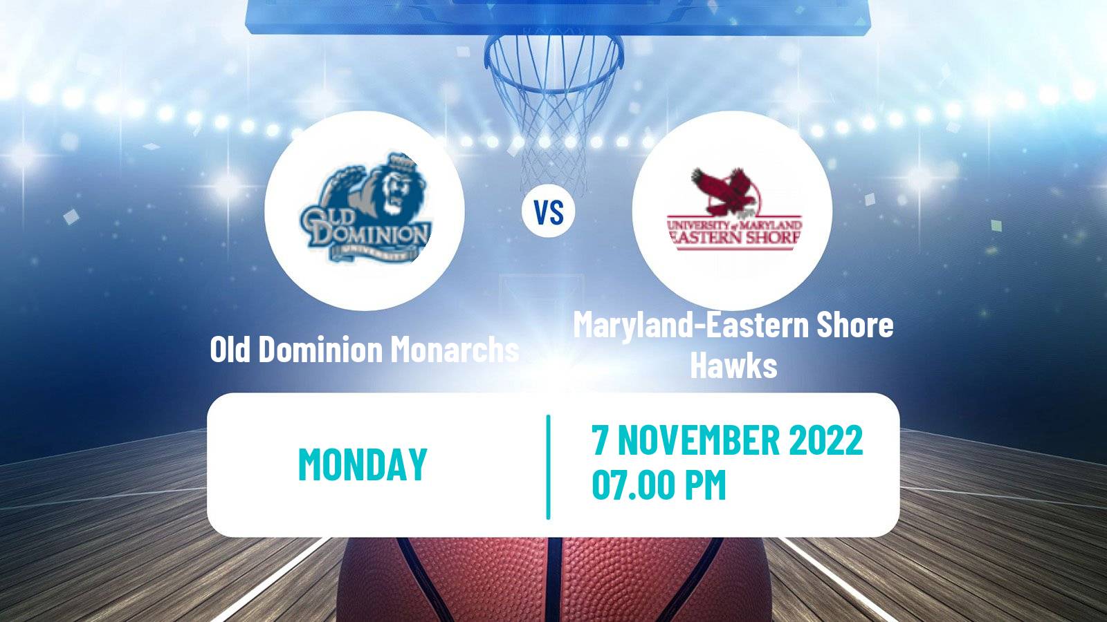 Basketball NCAA College Basketball Old Dominion Monarchs - Maryland-Eastern Shore Hawks