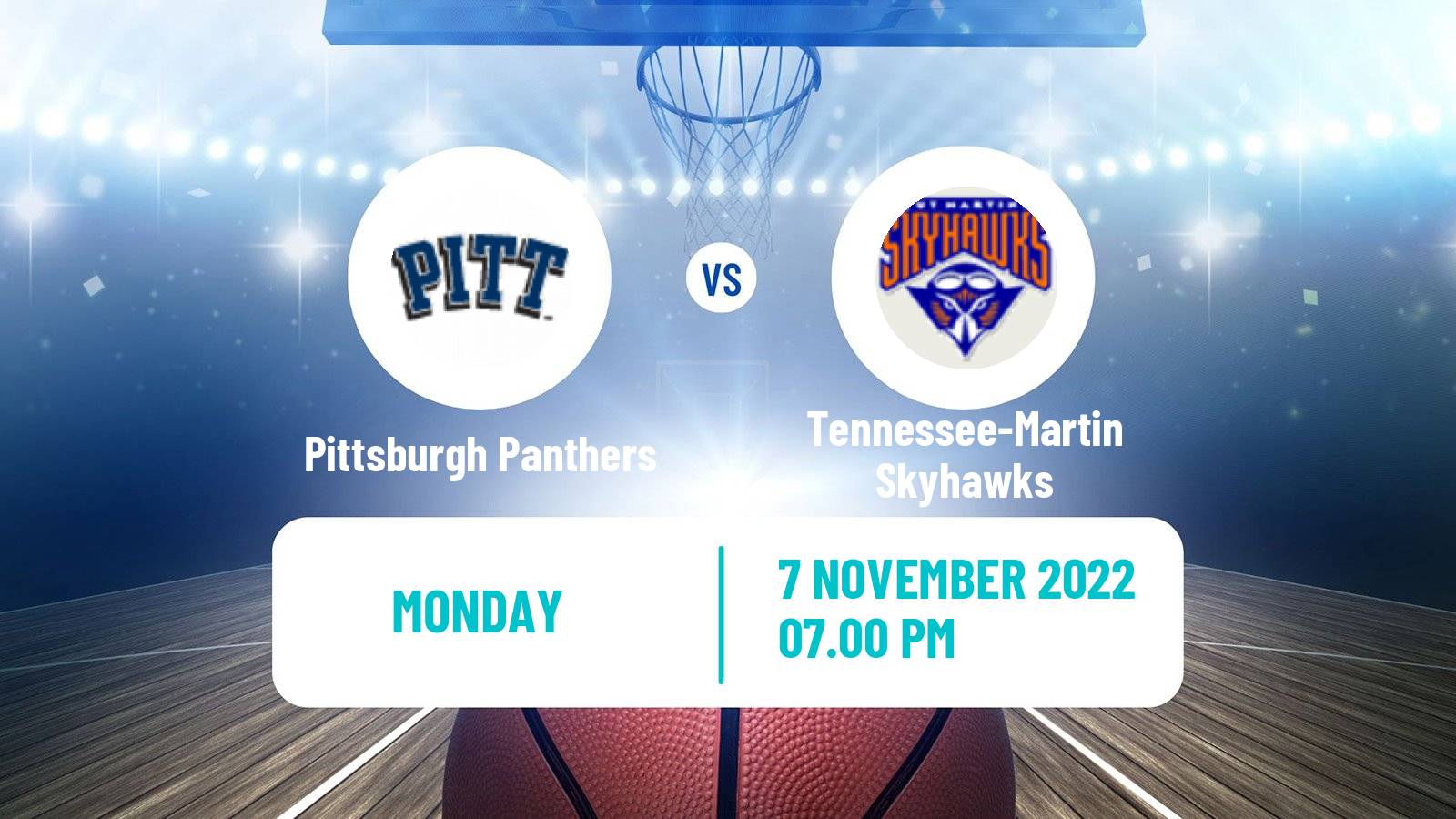 Basketball NCAA College Basketball Pittsburgh Panthers - Tennessee-Martin Skyhawks