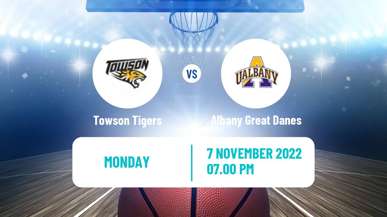 Basketball NCAA College Basketball Towson Tigers - Albany Great Danes