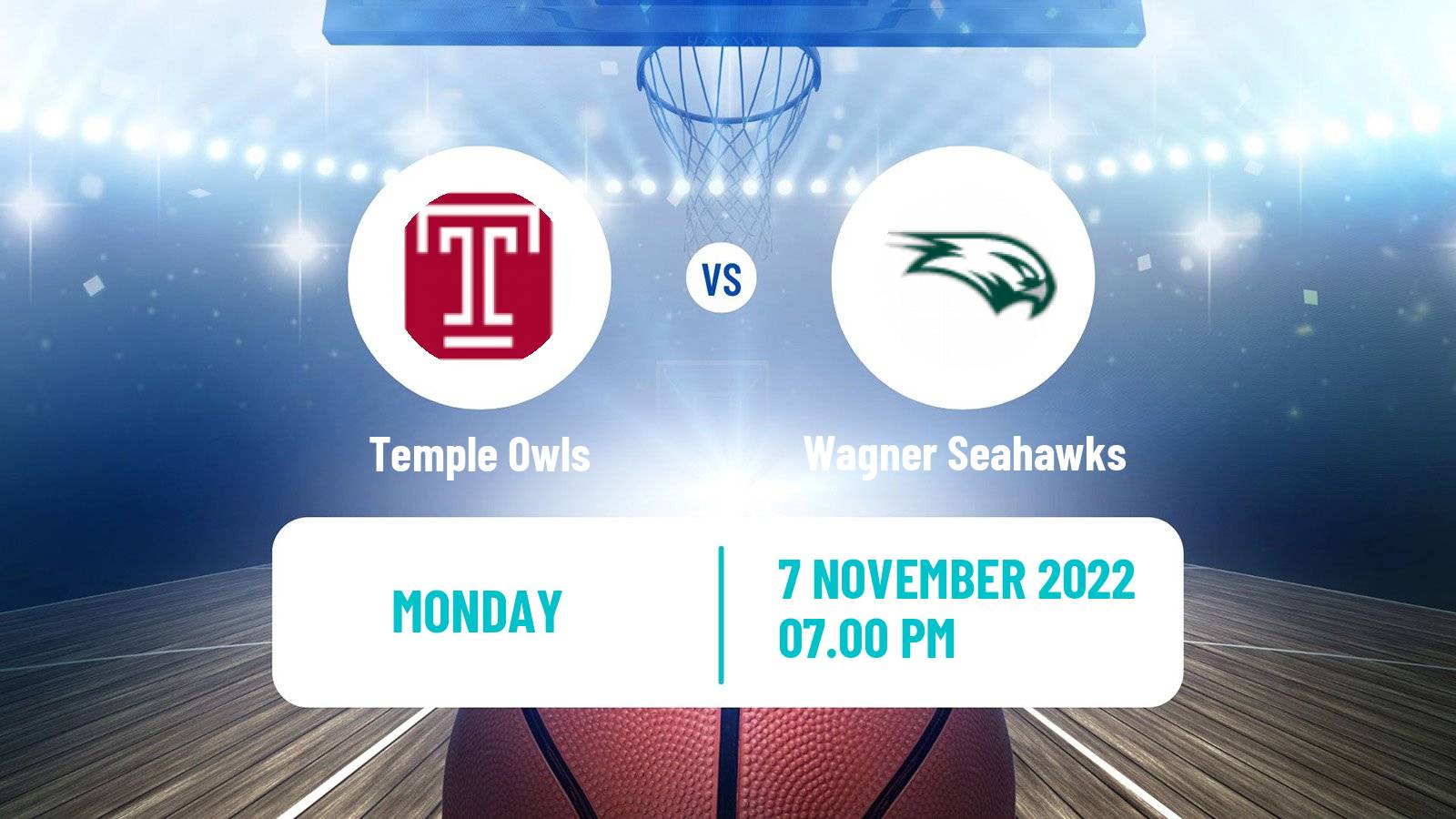 Basketball NCAA College Basketball Temple Owls - Wagner Seahawks