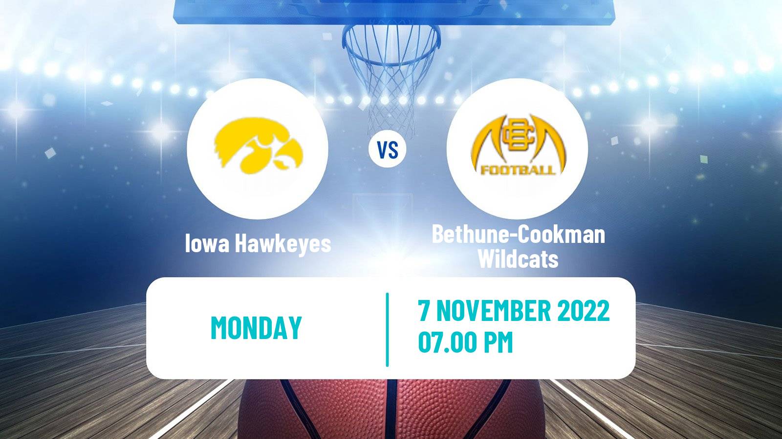 Basketball NCAA College Basketball Iowa Hawkeyes - Bethune-Cookman Wildcats