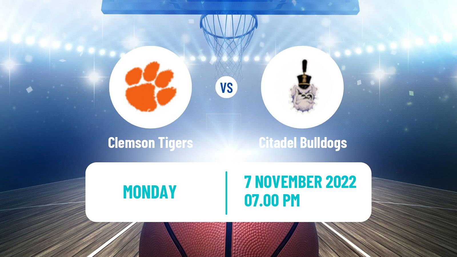 Basketball NCAA College Basketball Clemson Tigers - Citadel Bulldogs