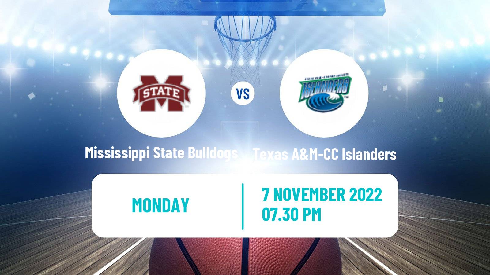 Basketball NCAA College Basketball Mississippi State Bulldogs - Texas A&M-CC Islanders